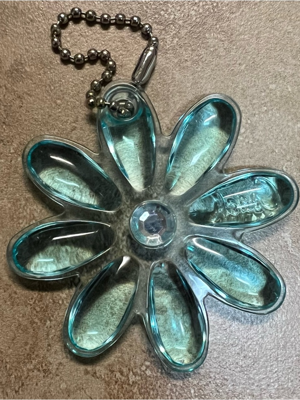 Coach Translucent Aqua Blue Daisy Charm Keychain - Picture 2 of 2